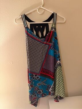 Candie's Multi-Print Patchwork Camisole in Turquoise, Red, Black